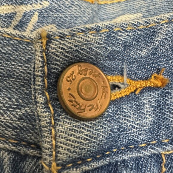 We The Free Free People Distressed Button Fly High Rise Jeans 24 - Picture 4 of 9